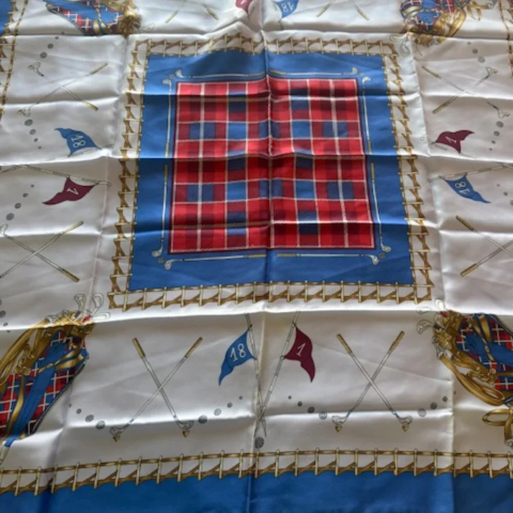 VINTAGE BAYRON GOLF PATTERN SILK SCARF